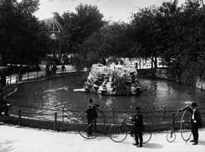 Historic black-and-white photo of the seal pool