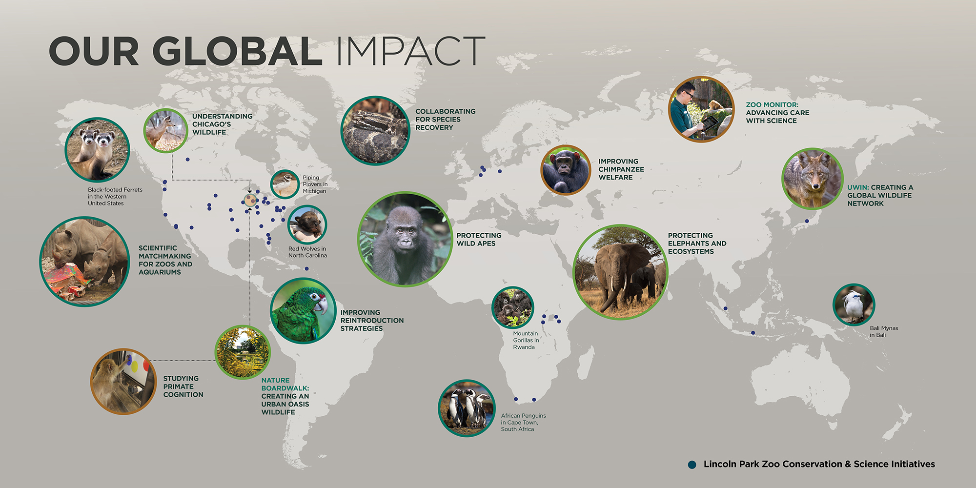 A graphic element depicting the physical locations of various science projects mentioned on this page.