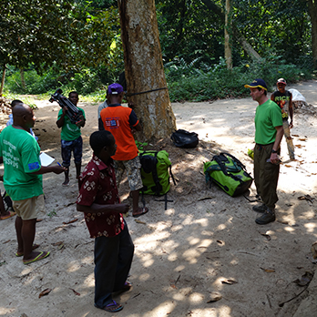 Zoo scientists at a field site in the African rainforest