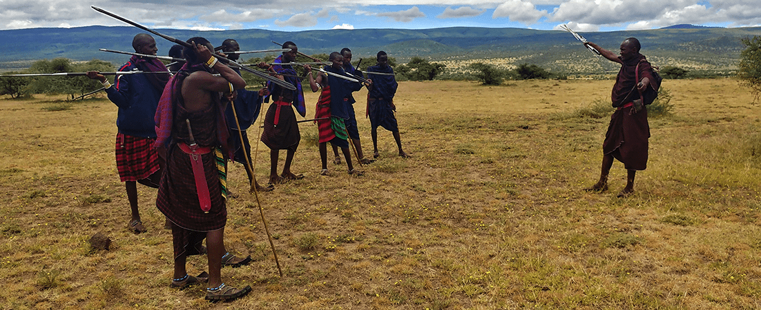 Man stopping a lion hunt