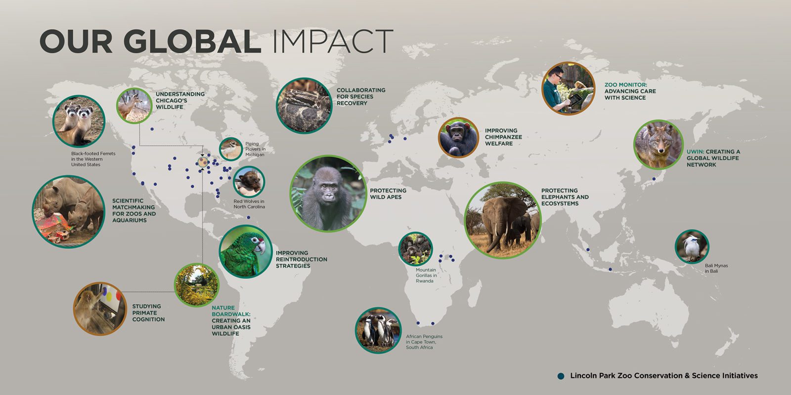 A graphic element depicting the physical locations of various science projects mentioned on this page.