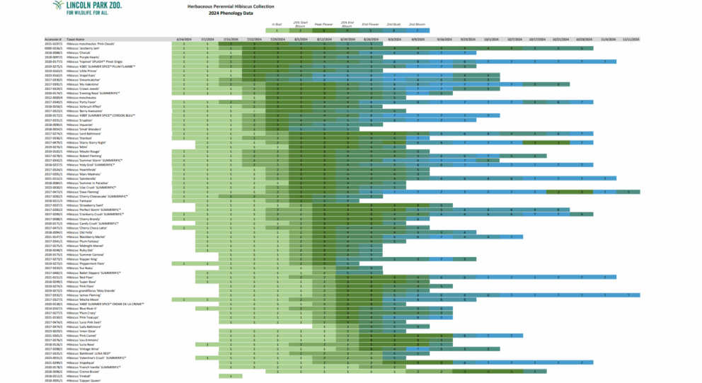 phenology data visualization organized by peak bloom