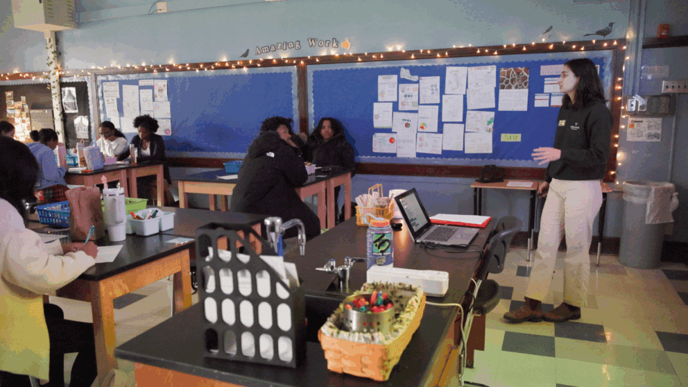 Lincoln Park Zoo employee in a classroom
