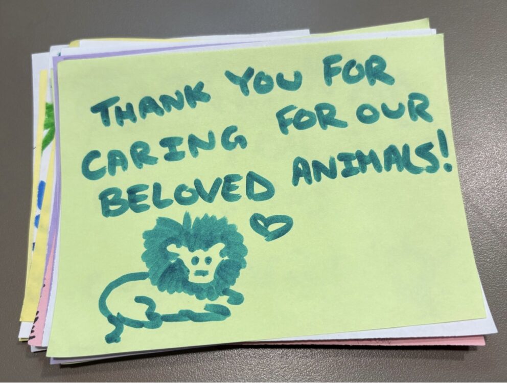 thank you note from zookeeper week