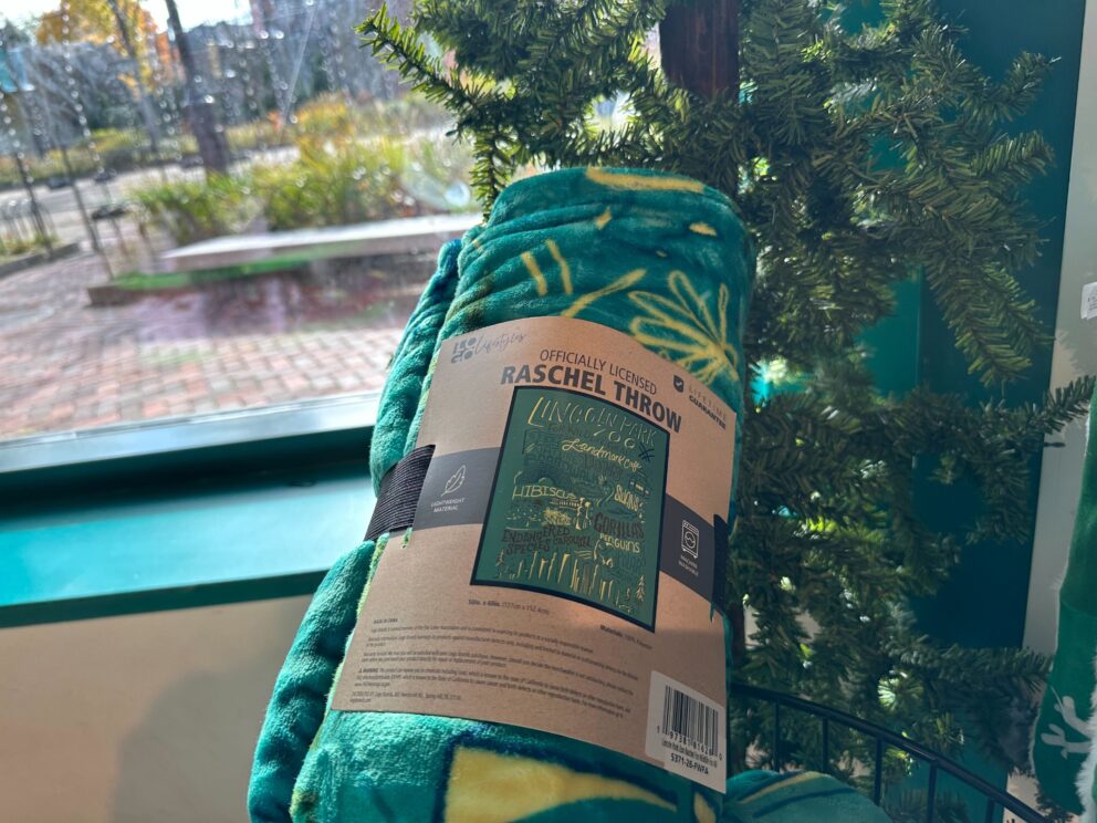 blanket next to Christmas tree